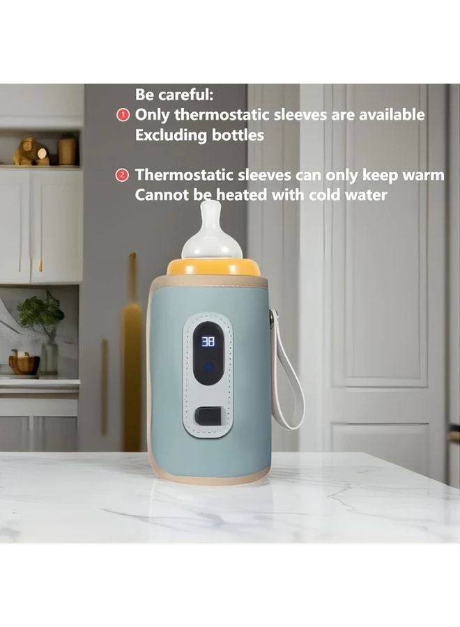 Blue Portable USB Bottle Warmer Heats Breast Milk Formula With Temperature Display - Image 4